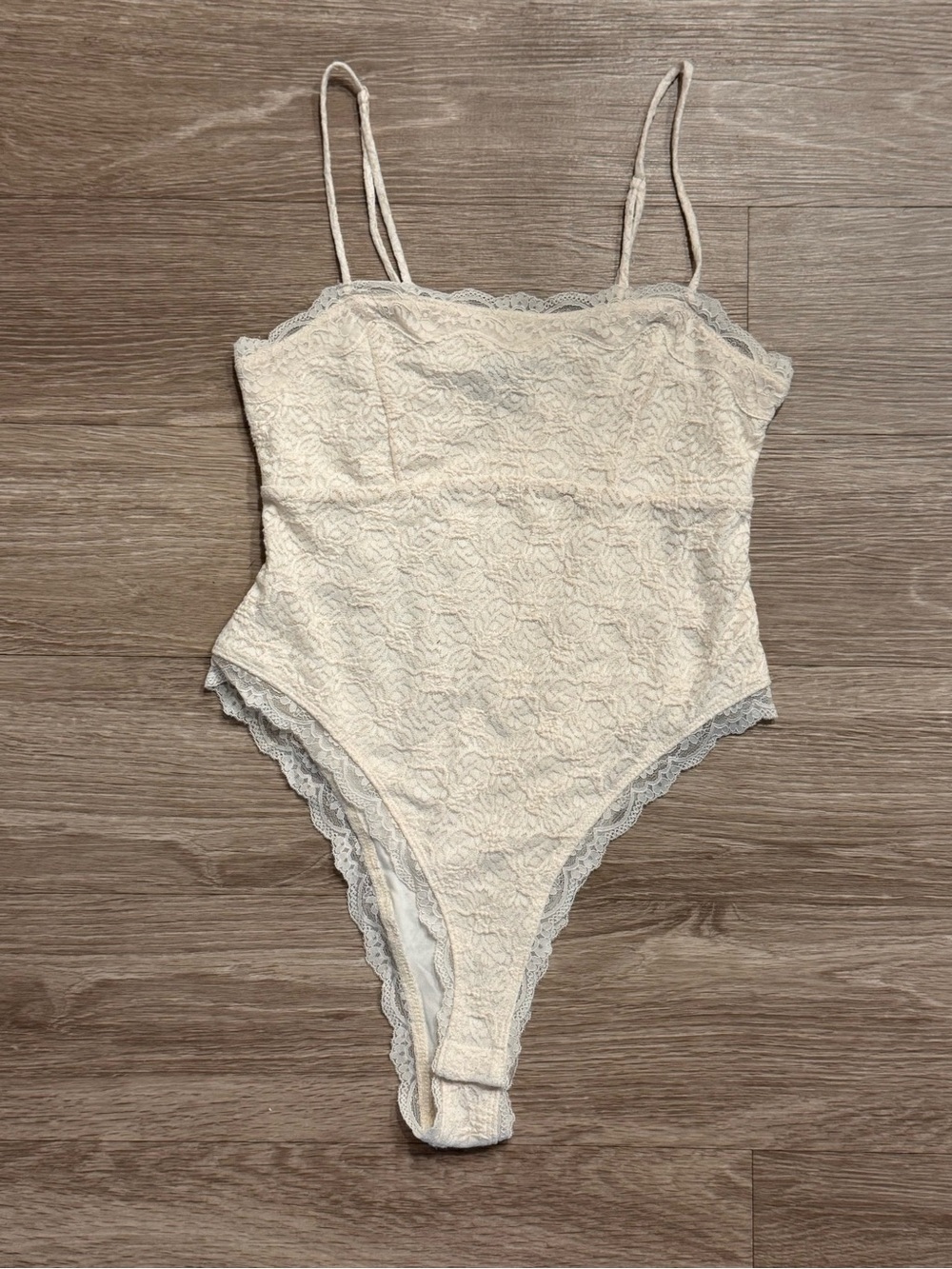 Wild Fablw Cream Lace Trim Bodysuit